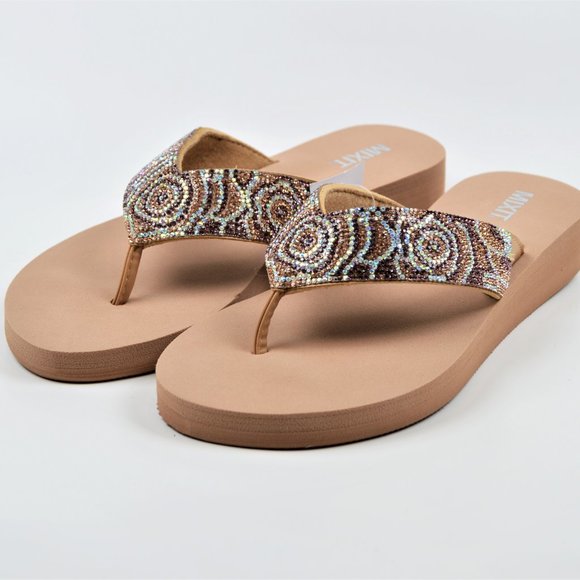 New! Mixit Rhinestone Embellished wedges Sandals - Picture 4 of 6